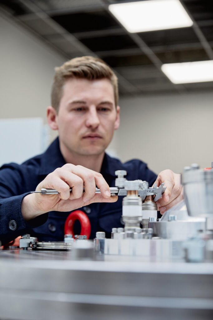 Stefan Hartl from QuinteQ working on our flywheel energy storage device.